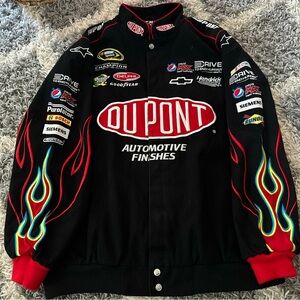 Chase Authentics 24 NASCAR Racing Jacket Flames Dupont Black sz XXL Jeff Gordon